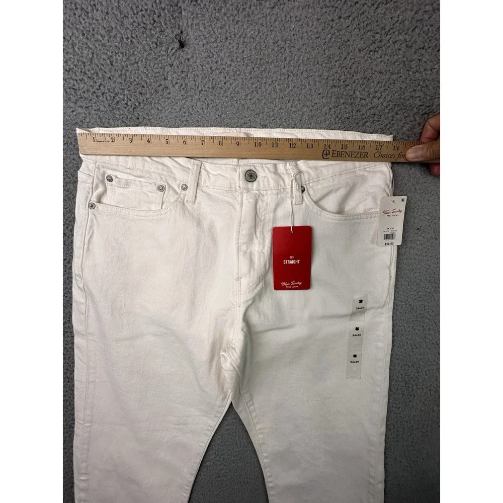 Lucky Brand 223 Straight Jeans Mens 34x30 White Denim NWT